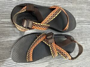 Vintage Chaco Z/1 Geometric Strap Sandals / Brown & Orange / Women's Size 8